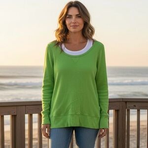 Ralph Lauren Lime Green and White Long Sleeve Top